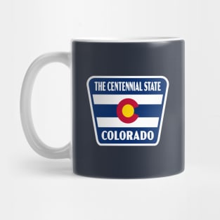 The Centennial State Colorado Retro Flag Badge (Blue) Mug